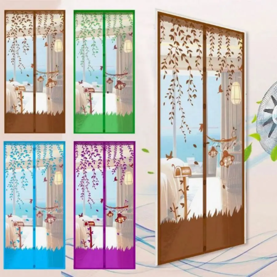 90cm*210cm Mosquitera magnética para puerta, cortina de Material de poliéster, Textiles para el hogarMosquitera magnética para puerta, cortina de Material de poliéster, Textiles para el hogar