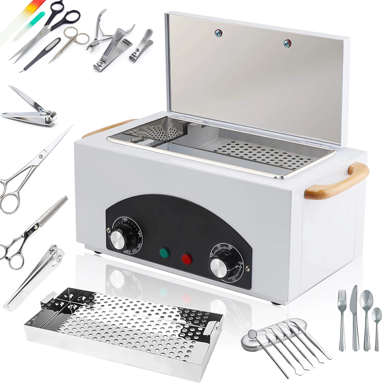 Esterilizador de Aire Caliente de 2230ML y 300W, Esterilizador de Calor Seco para Infecciones, Cuidado de Pies, Tatuajes, Uñas, Estudio, Gabinete Esterilizador con Temporizador