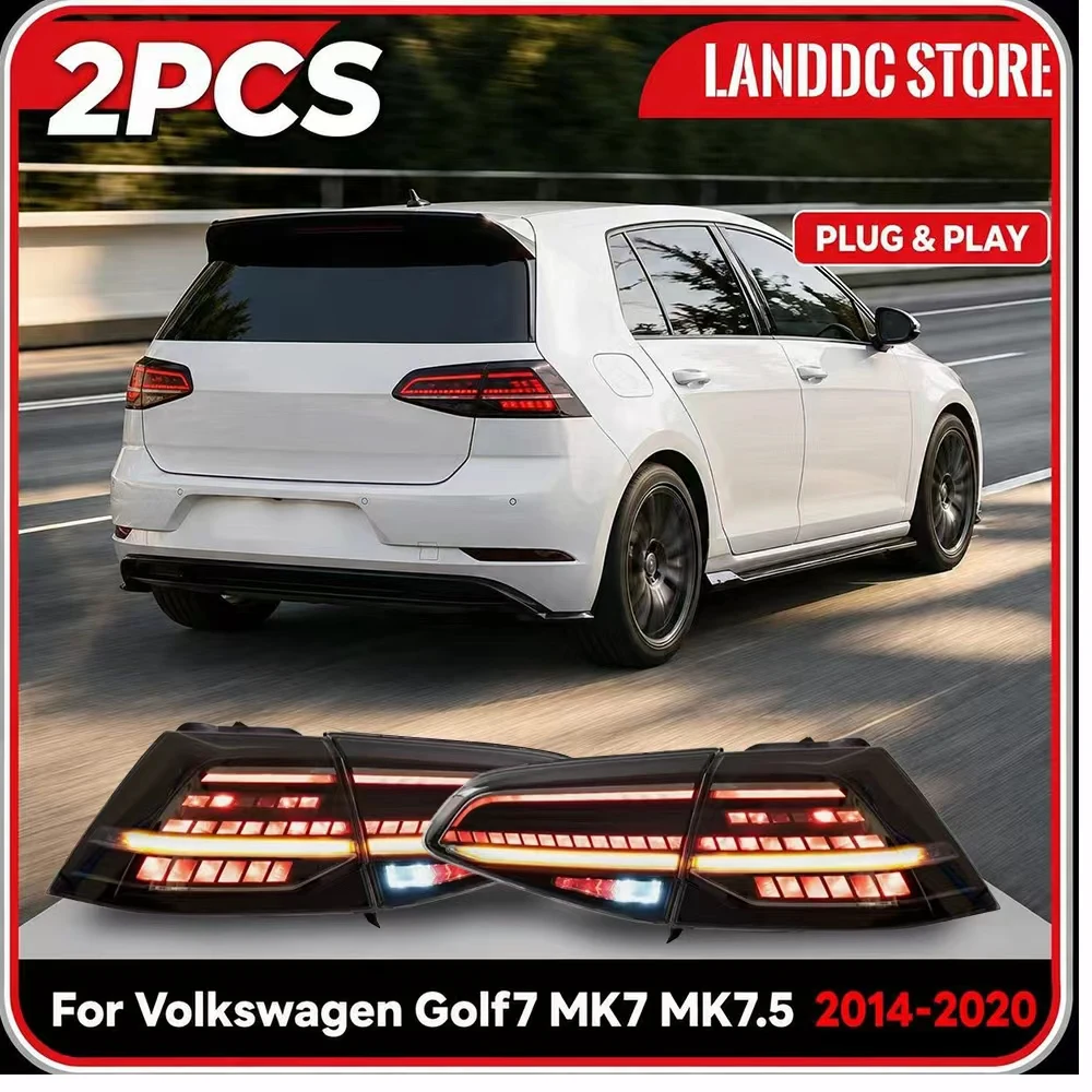 LED-Rückleuchten für Volkswagen Golf7 MK7 MK7.5 2014-2020, sequenzielle Rückleuchten-Baugruppe, Paar