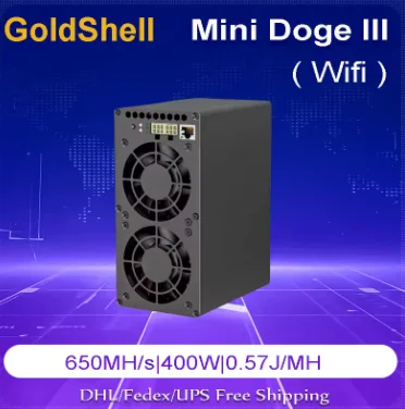 

10PCS Goldshell MINI DOGE III 650MH/s Dogecoin Miner DOGE III Máquina de mineração MINI DOGE3 Melhor do que Antminer L3++