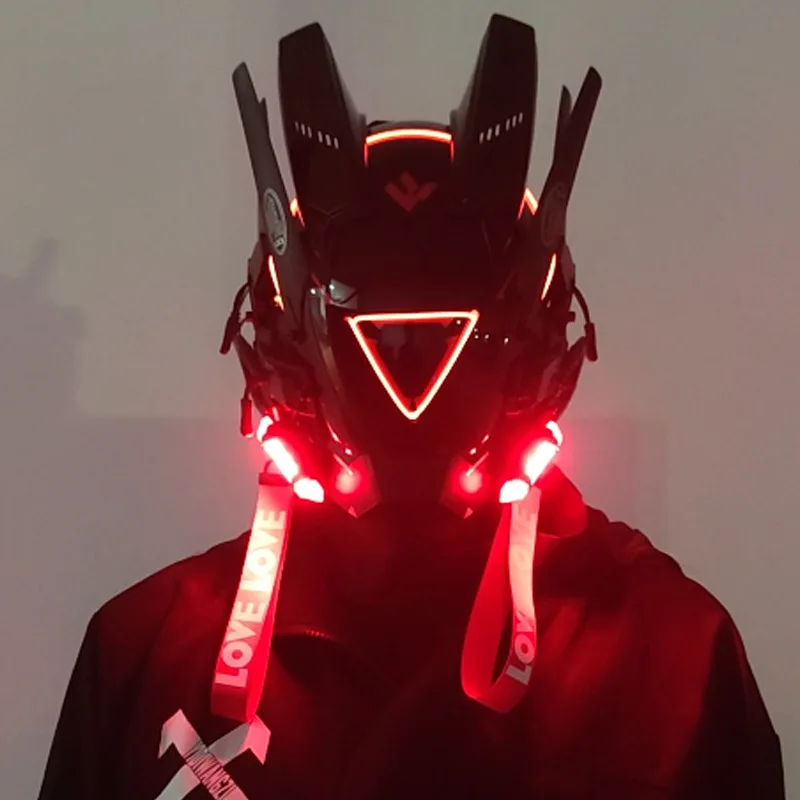 CyberPunk Mask Cosplay Dreadlocks Cool Mask With Led Braids Stage Property SCI-FI Halloween Party Gifts Armor Futuristic Toy