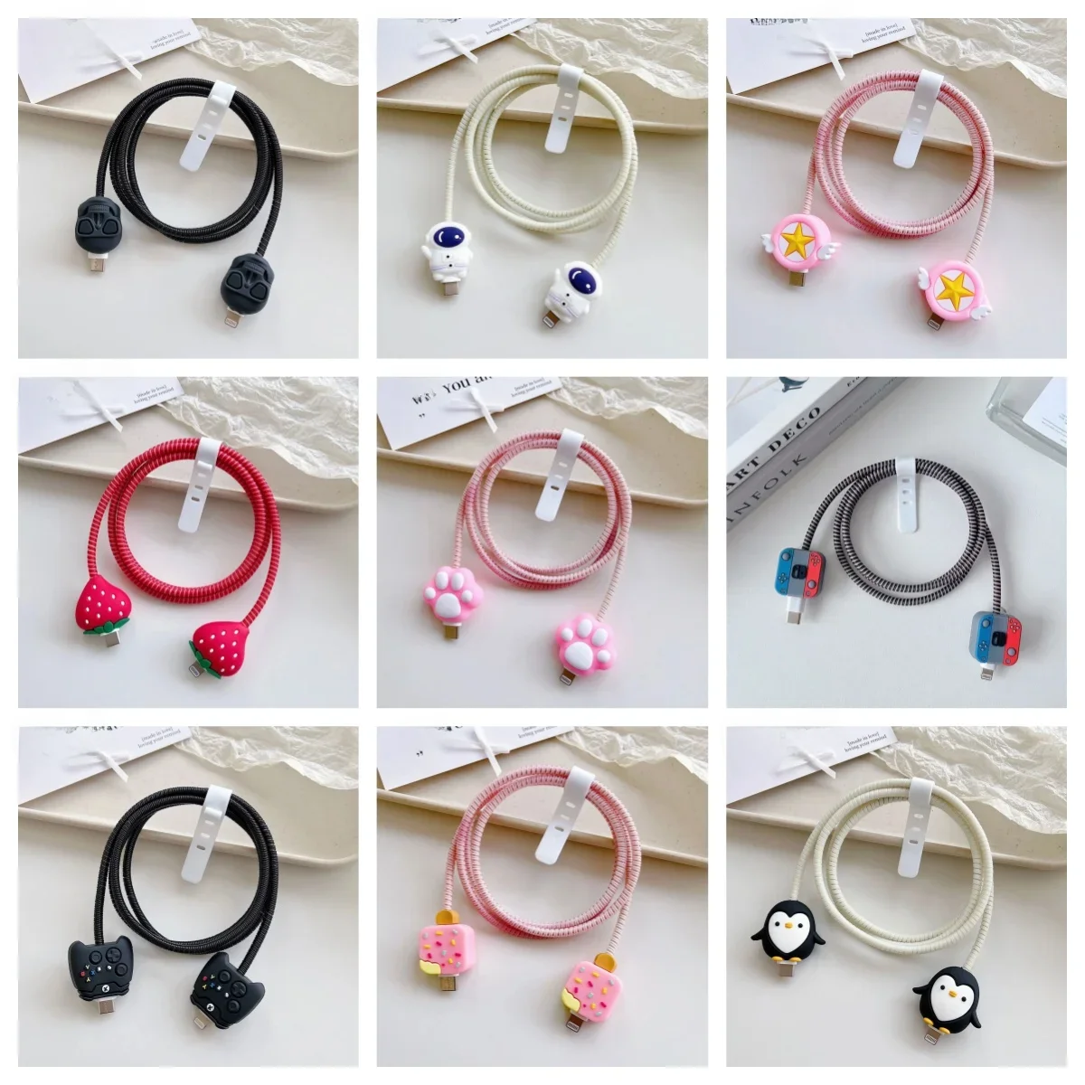 4 sztuk/zestaw DIY zwijacz kabla dla Apple18w/20w etui ochronne na ładowarkę dla Huawei Samsung kabel do transmisji danych głowica ugryźona rękaw ochronny — zdjęcie 2