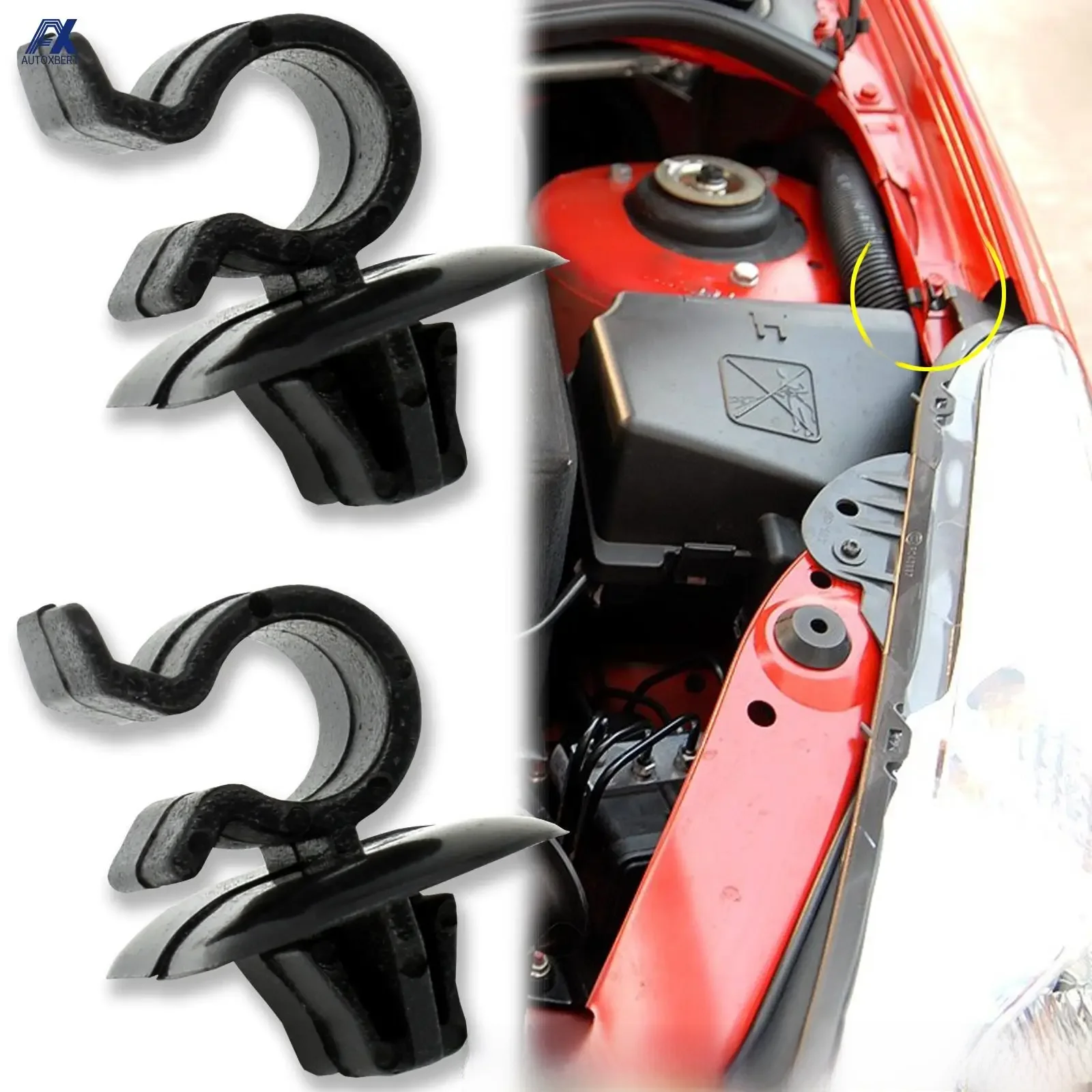 2x pour Peugeot 1007 106 206 306 3008 407 partenaire B9 capot tige de capot Support d'hélice rester Clip de fixation pince de retenue 792834