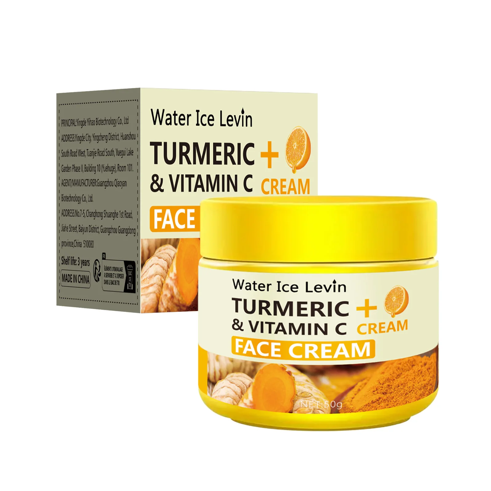 50g Turmeric Vitamin C Anti-Aging Cream Moisturizing Anti-Wrinkle Collagen & Hyaluronic Acid Skin Care Cosmetics for Ageless Bea