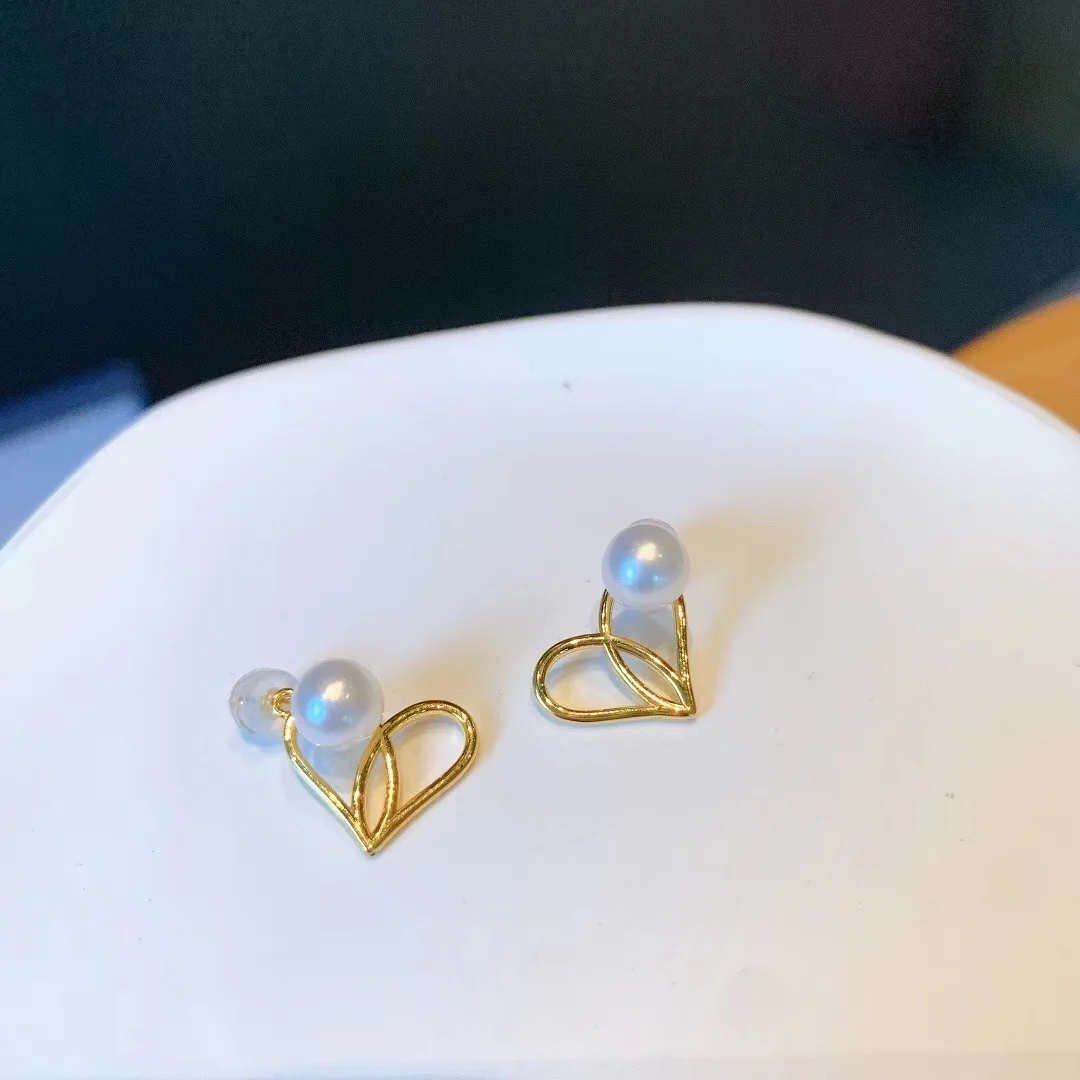 

MADALENA SARARA 5-6mm Freshwater Pearl Women Earrings 18K Gold Heart Shape Earrings Au750 Stamp