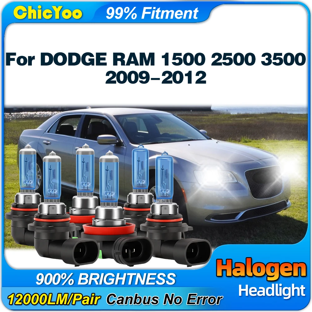 

300W Car Halogen Headlight 30000LM High Low Beam Auto Fog Lamps 12V 6000K For DODGE RAM 1500 2500 3500 2009 2010 2011 2012