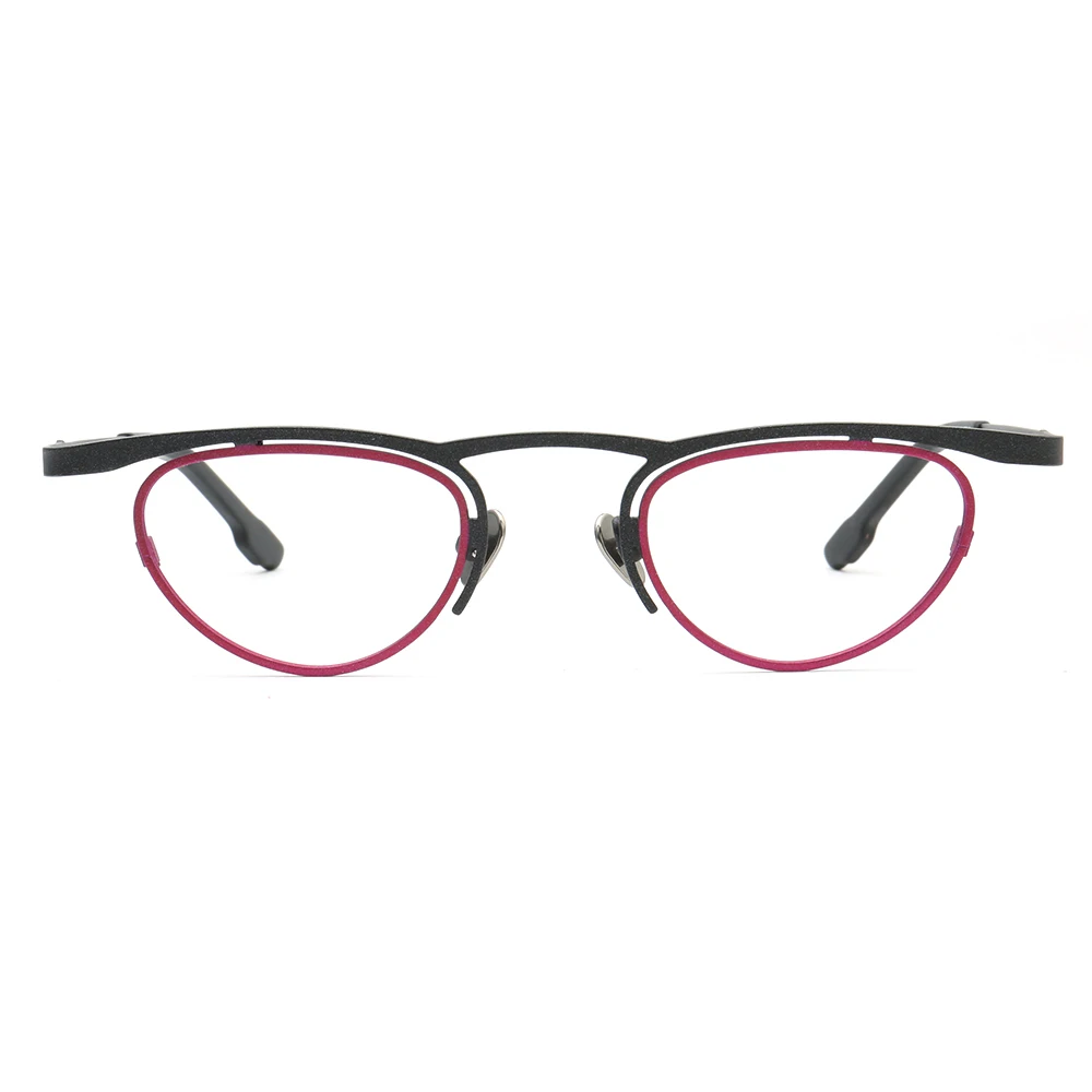 Retro Women Cat Eye Glasses Frames Men Round Optical Eyeglass Frame Pure Titanium Orange Green Eyewear Rx Lightweight Eyeglasses