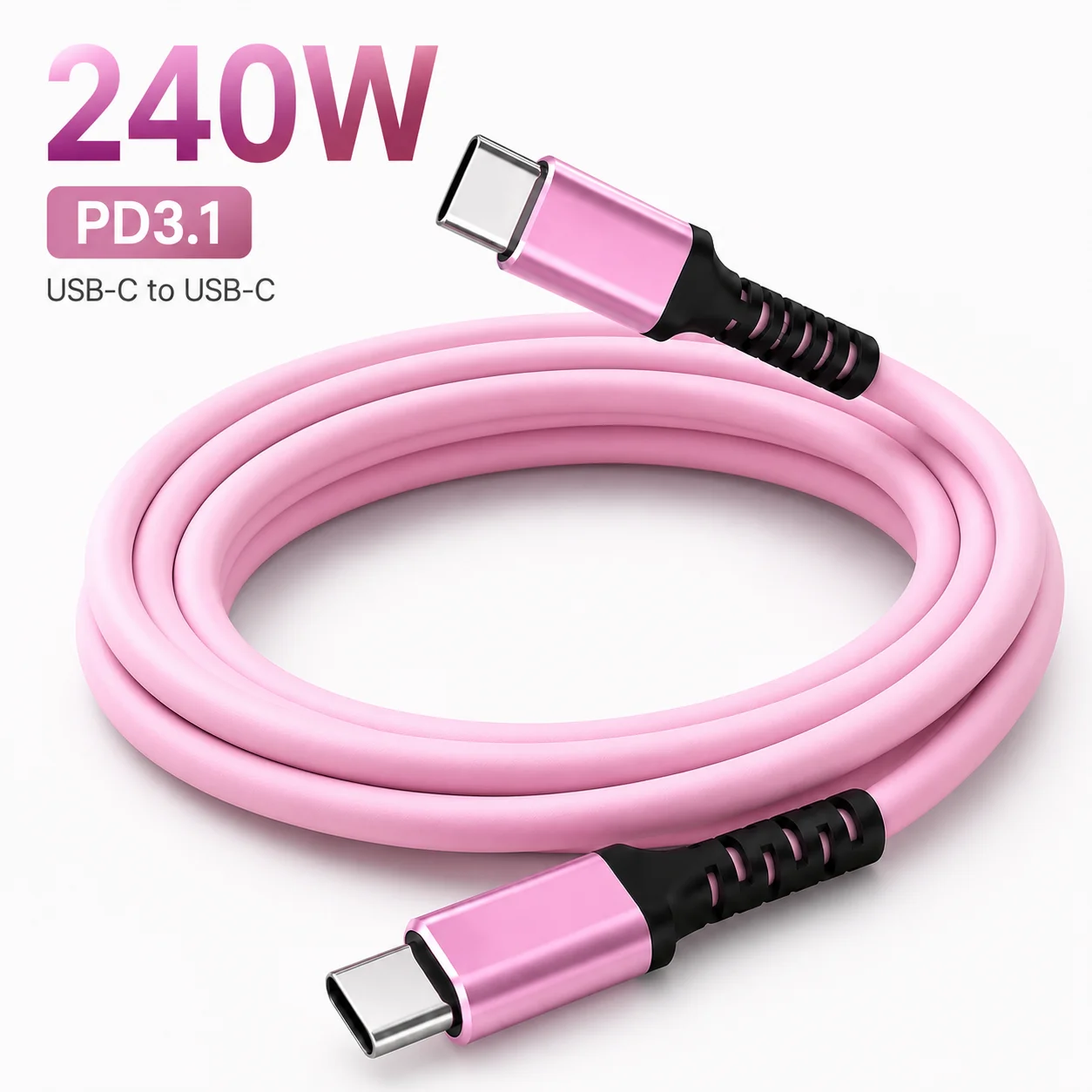 Rose USB C to USB C Cable Fast Charging, 240W PD 3.1 Power Cord for iPhone 15 16, MacBook, iPad, Samsung