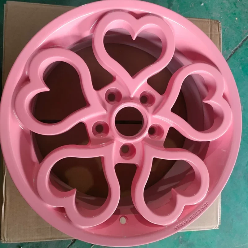 Car Alloy Wheels Wheels 5x100, 5x112, 5x114.3, 5x120 For Car Tires Pink Heart-shaped High-quality Rines, Can Be Customized