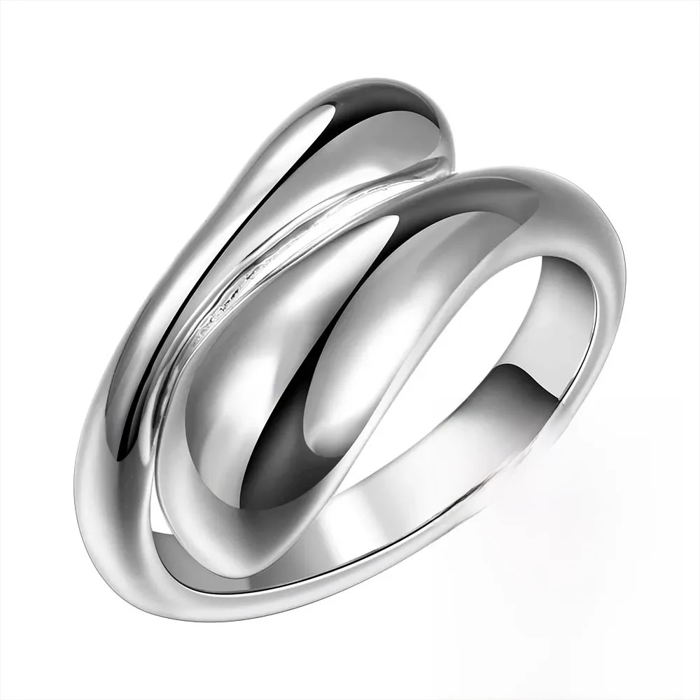 Kropla wody 925 Srebrne pierścionki dla kobiet Bijoux, uroczy regulowany pierścionek Anillos De Plata 925 Anel Feminino Biżuteria — zdjęcie 2