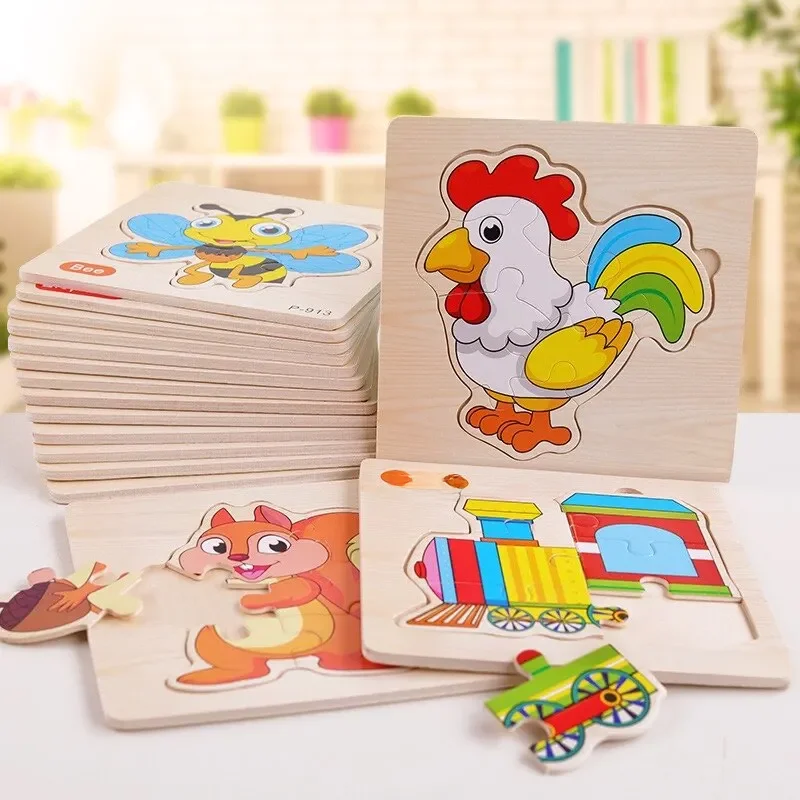 3 szt. losowy kolor puzzle zabawki 3d wczesna edukacja drewniane puzzle puzzle puzzle dla niemowląt puzzle planszowe zabawki — zdjęcie 2