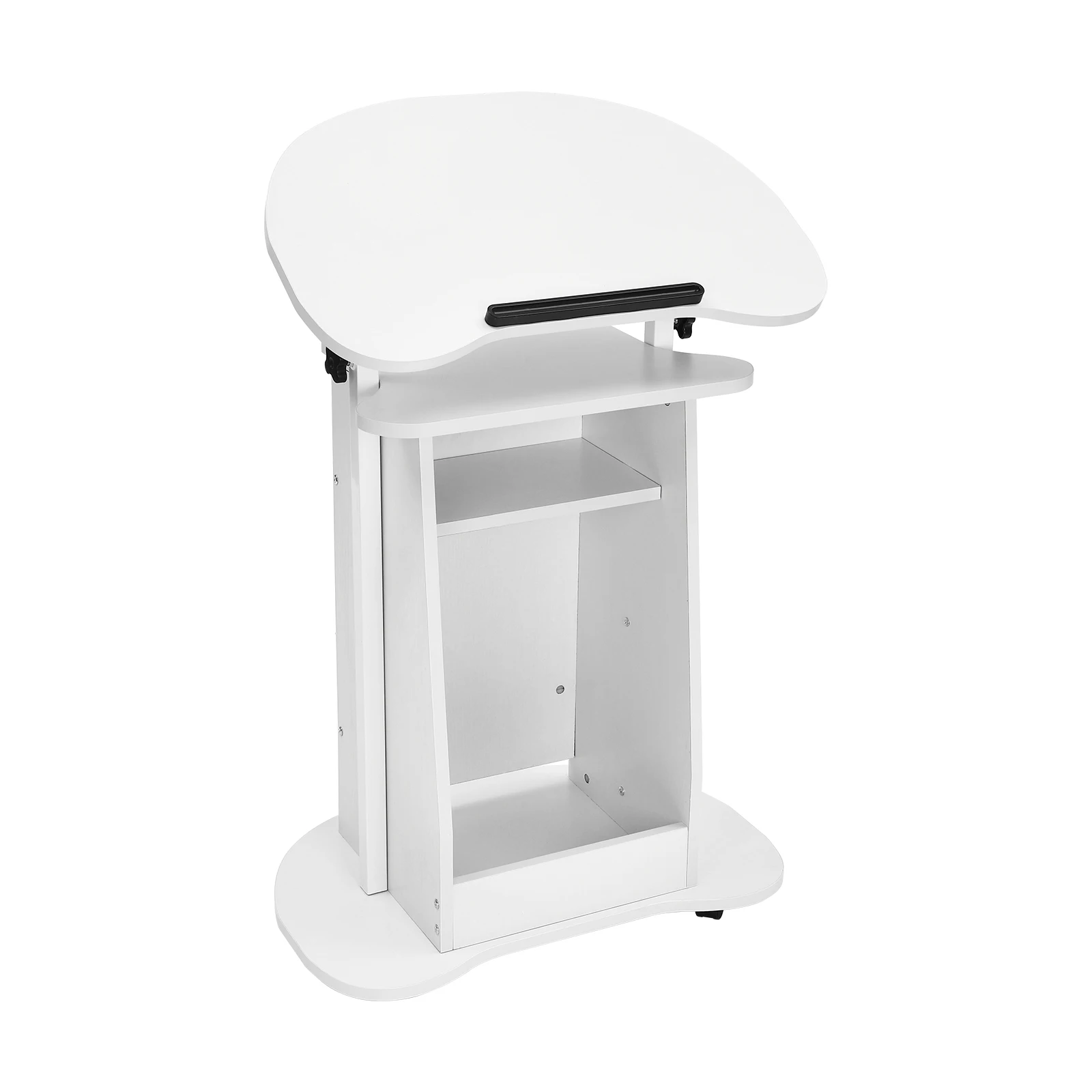 Presentation Stand, Mobile Height Adjustable Church Classroom Lecture, Portable Presentation Stand, Standing Laptop Cart White