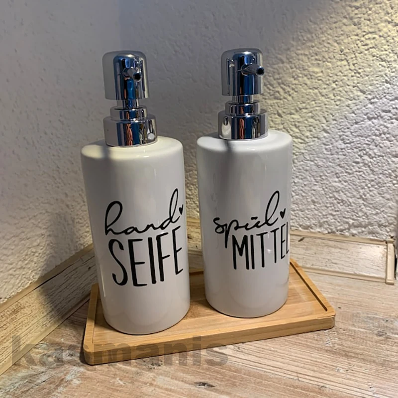 German Hand Seife Label Vinyl Sticker Soap Dispenser Decals Waschmittel, Hand Creme Sign Decal for Dispenser Bottles Decoration