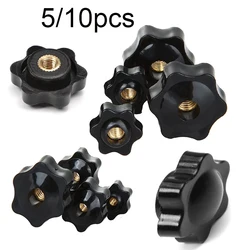 10/5 PCS M5 M6 M8 M10 Plum Hand Tighten Nuts Handle Thread Star Mechanical Black Thumb Nuts Clamping Knob Manual Nuts