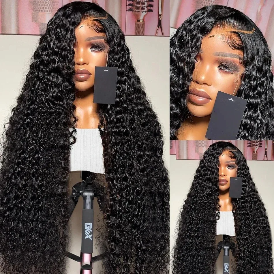 Wig rambut manusia renda depan 30 inci keriting Air 13x6 HD Wig rambut manusia ketebalan 200 gelombang dalam 13x4 Wig Frontal untuk wanita telah ditanami