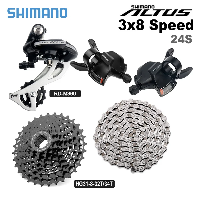 Shimano Acera Altus M360 24S Groupset 3x8 Speed M315 Shifter M310 Derailleur HG31-8 Cassette 8S K7 HG70 HG41Chain 112 Links