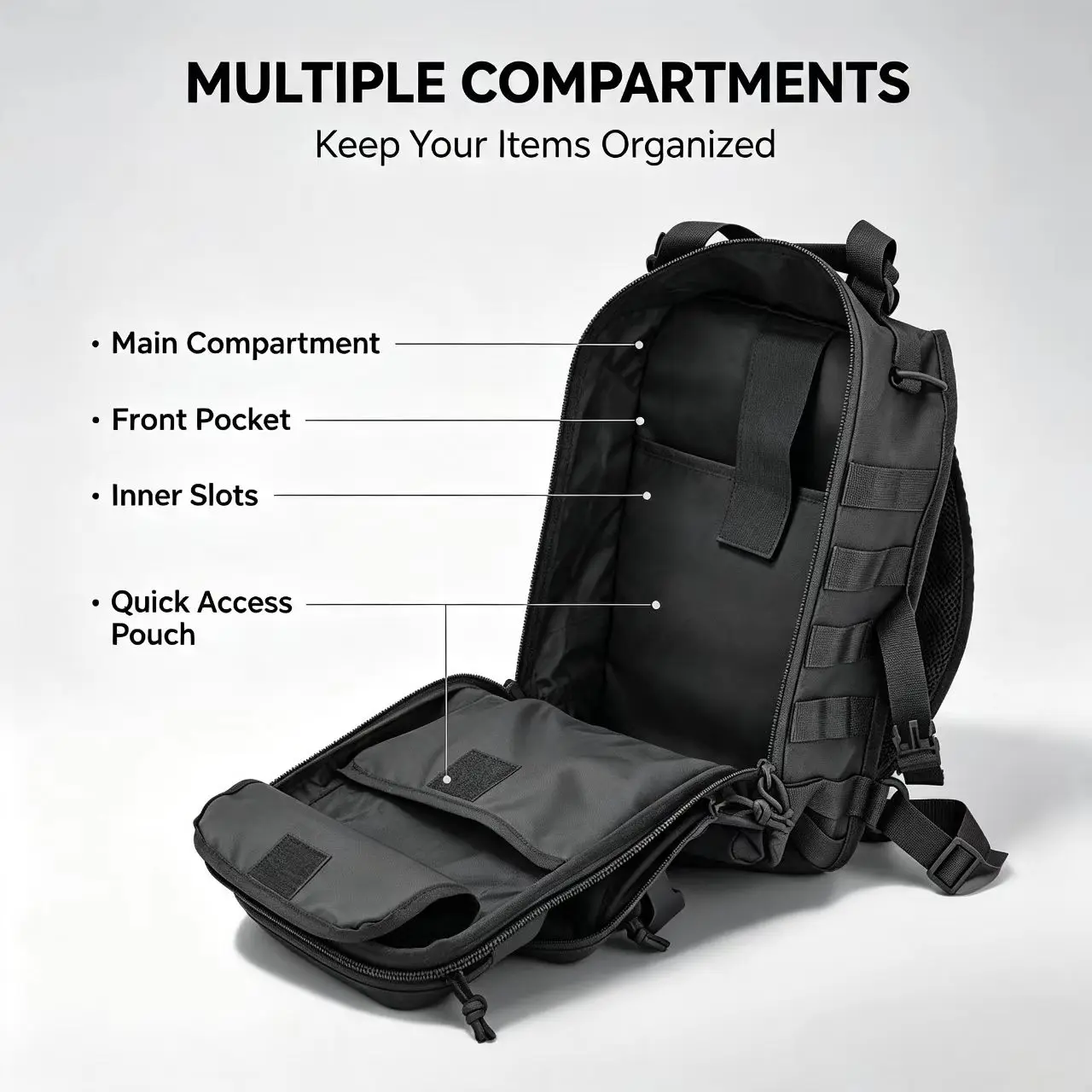 Taktische Umhängetasche für Herren, robuste Oxford-Brusttasche mit verstellbarem Riemen, geräumiger Alltags-Umhängetaschenrucksack zum Wandern, Ca – Detail 4