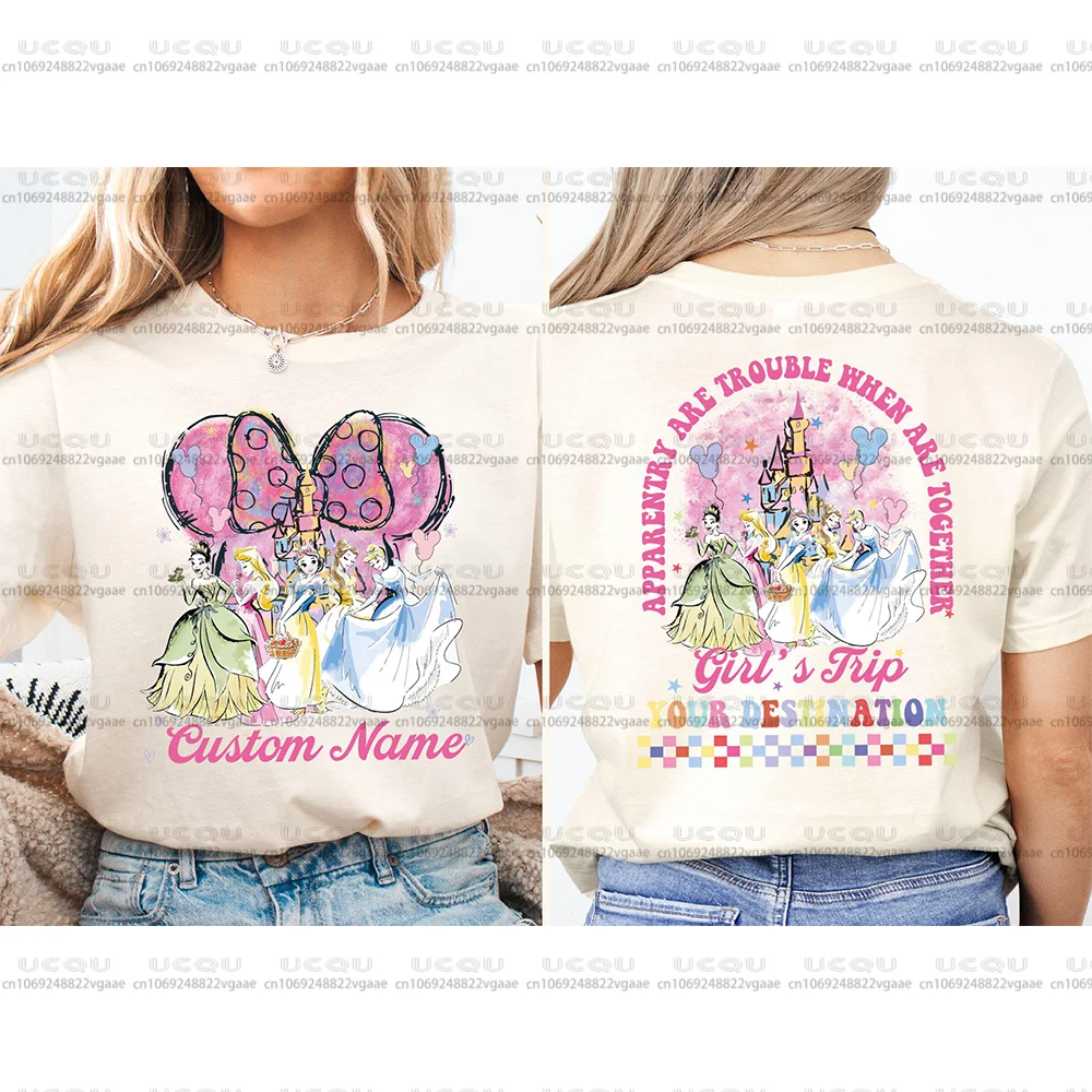 2026 ディズニー ミニー ボウ ファミリー Tシャツ Tシャツ トップ 誕生日旅行 女の子 Y2k 服 コットン プリンセス スウェットシャツ パーティー 城