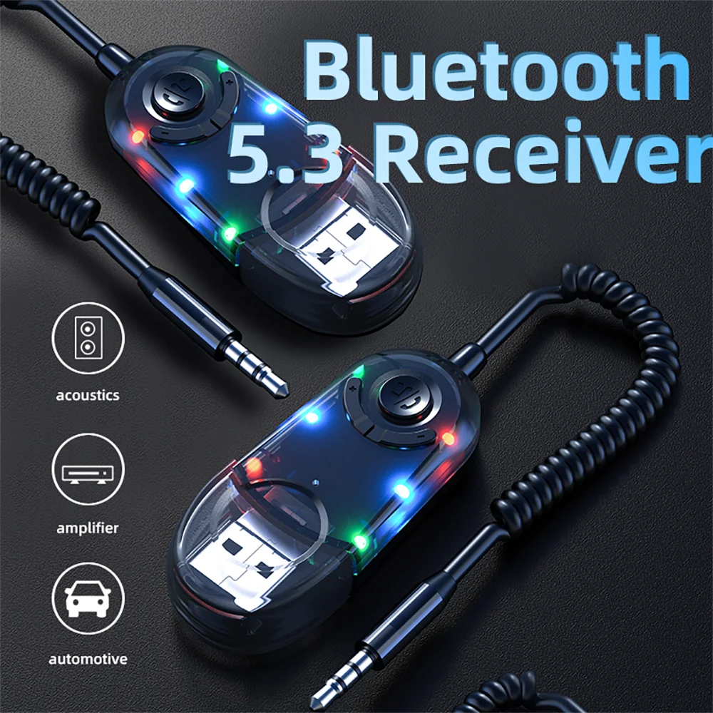 W9 Car Bluetooth Receiver USB to 3.5mm Jack Audio Music Built-in  Mic Hands-free Calling Aux Wireless Adapter for Car Speaker