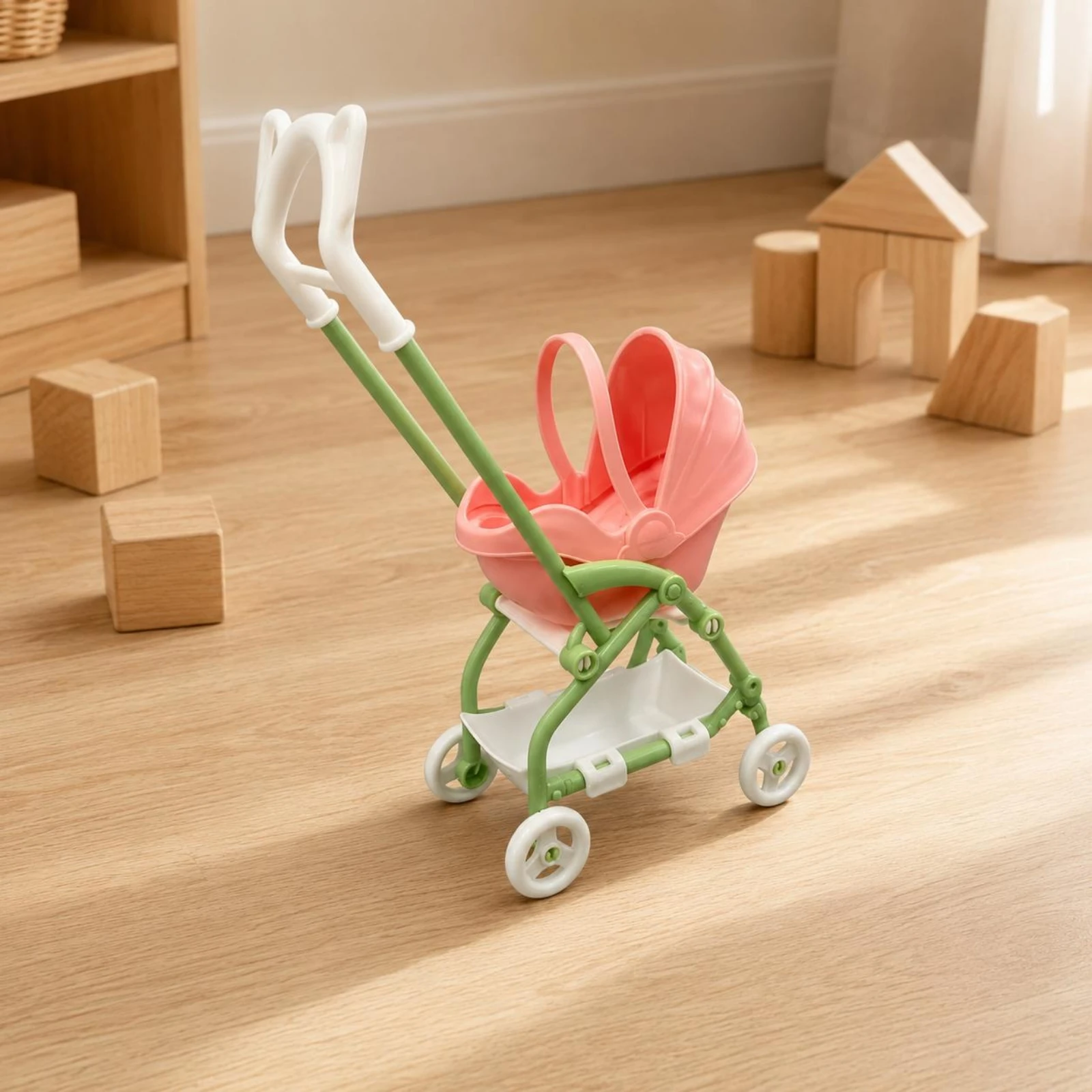 Carrinho de Bebê Miniatura, Brinquedo Educacional de Simulação para Casa de Bonecas, Carrinho de Boneca Mini Carrinho de Bebê para Crianças