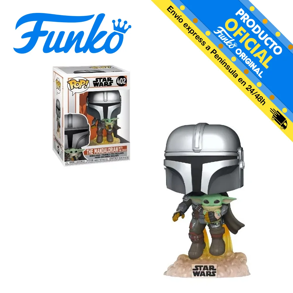 FK50959 FUNKO POP! The Mandalorian - Mandalorian flying with child-original, toys, gift, with box, official, license