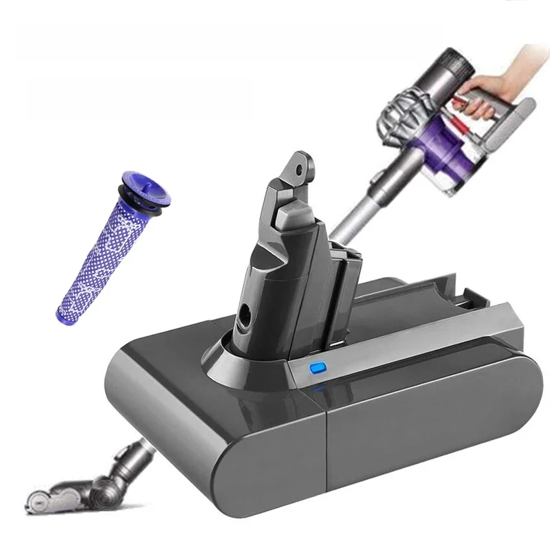 Akumulator litowy do odkurzacza 21,6 V 6000 mAh + filtr do Dyson V6 DC58 DC59 DC61 DC62 SV09 SV07 SV06 SV04 SV03, akumulator do narzędzi — zdjęcie produktu 7