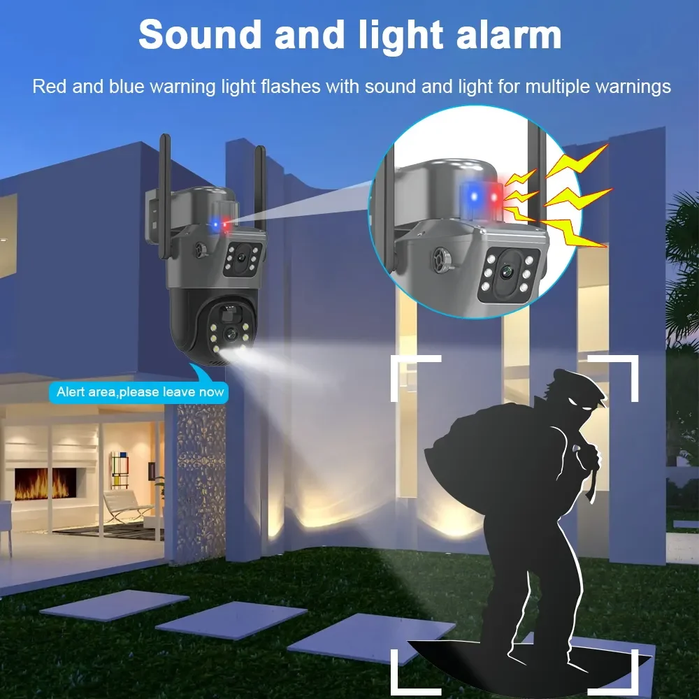 Fotografia 4: 4k 8mp tela dupla câmera solar ao ar livre sem fio wifi ptz lente dupla proteção de segurança rastreamento automático câmeras cctv