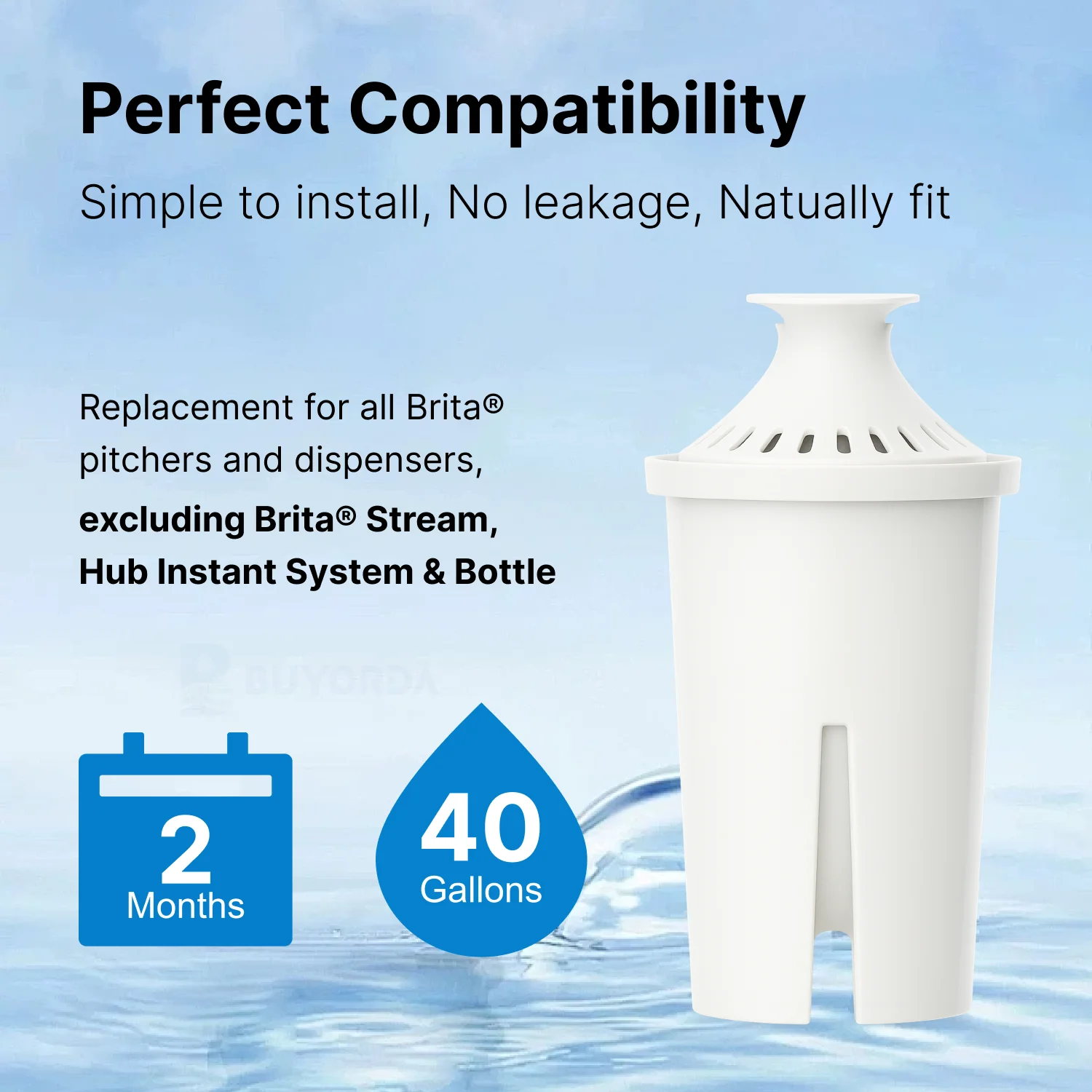 فلاتر بديلة لإبريق ماء For Brita متوافقة مع الأباريق والموزعات ما عدا Stream تقلل من النحاس والكادميوم والزئبق