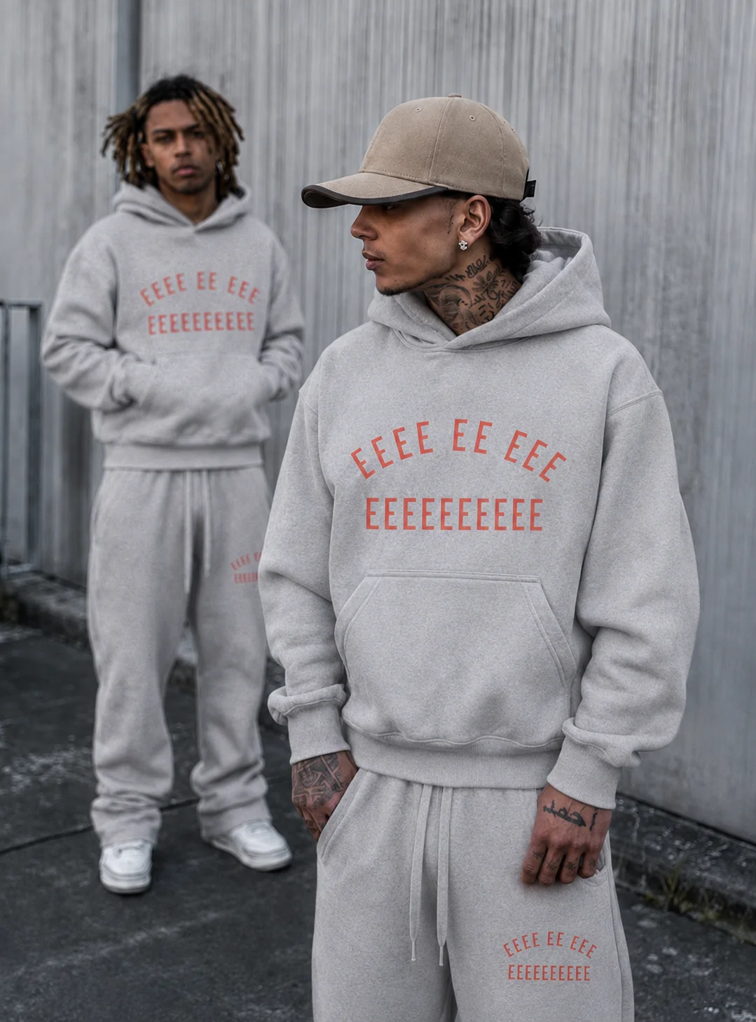 26SS Men's Jogger Set Classic Double Line Brand Design Plush Letter Hoodies Suit High Street Couple Loose Pants Two Piece Set