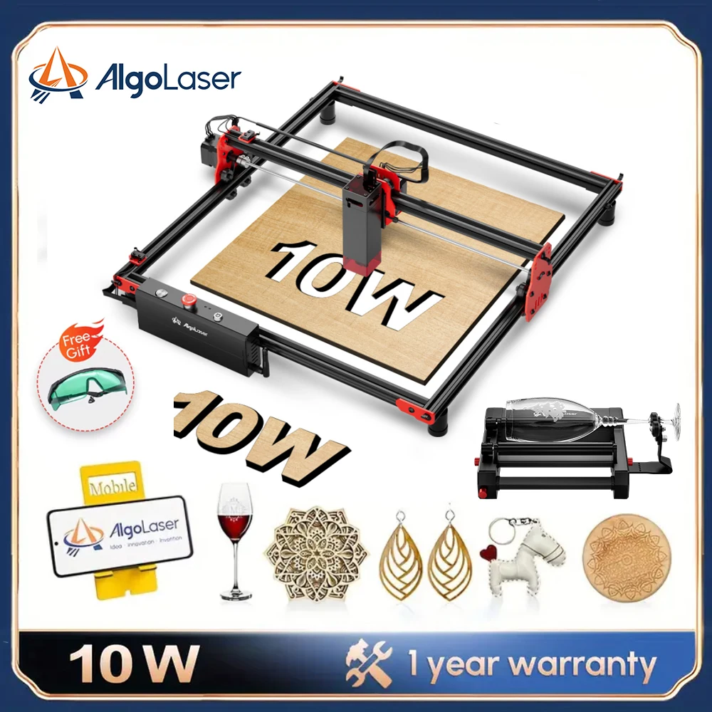 AlgoLaser 10W Wireless Laser Engraver Cutter Wood Cutting Engraving Machine Router AlgoLaser DIY Kit Air Assisted Laser Module