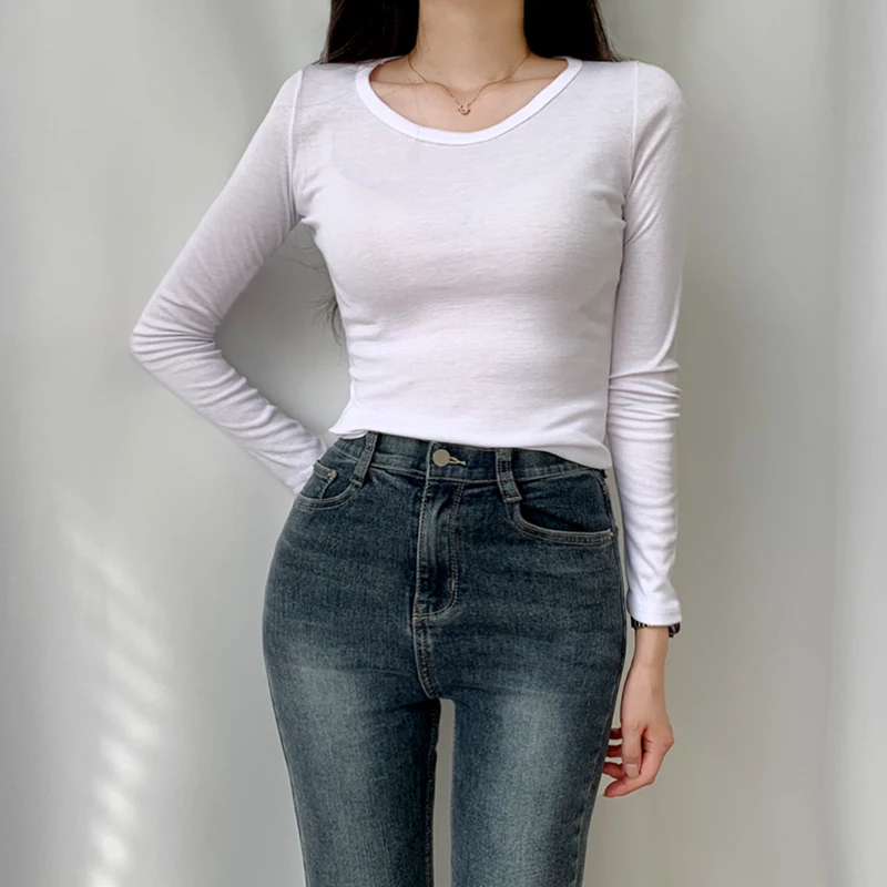 Women's Tit Tit TC Round Neck Long Sleeved T-Shirt Slim Fit 2