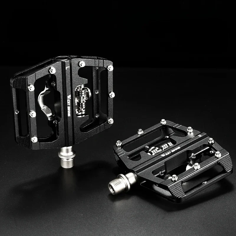 AliExpress West Biking WEST BIKING 2 In 1 Bicycle Pedals MTB Road Bike SPD Self-Locking Pedal DU+Bearing Anti-slip Flat Pedals Cycling Part Accessories