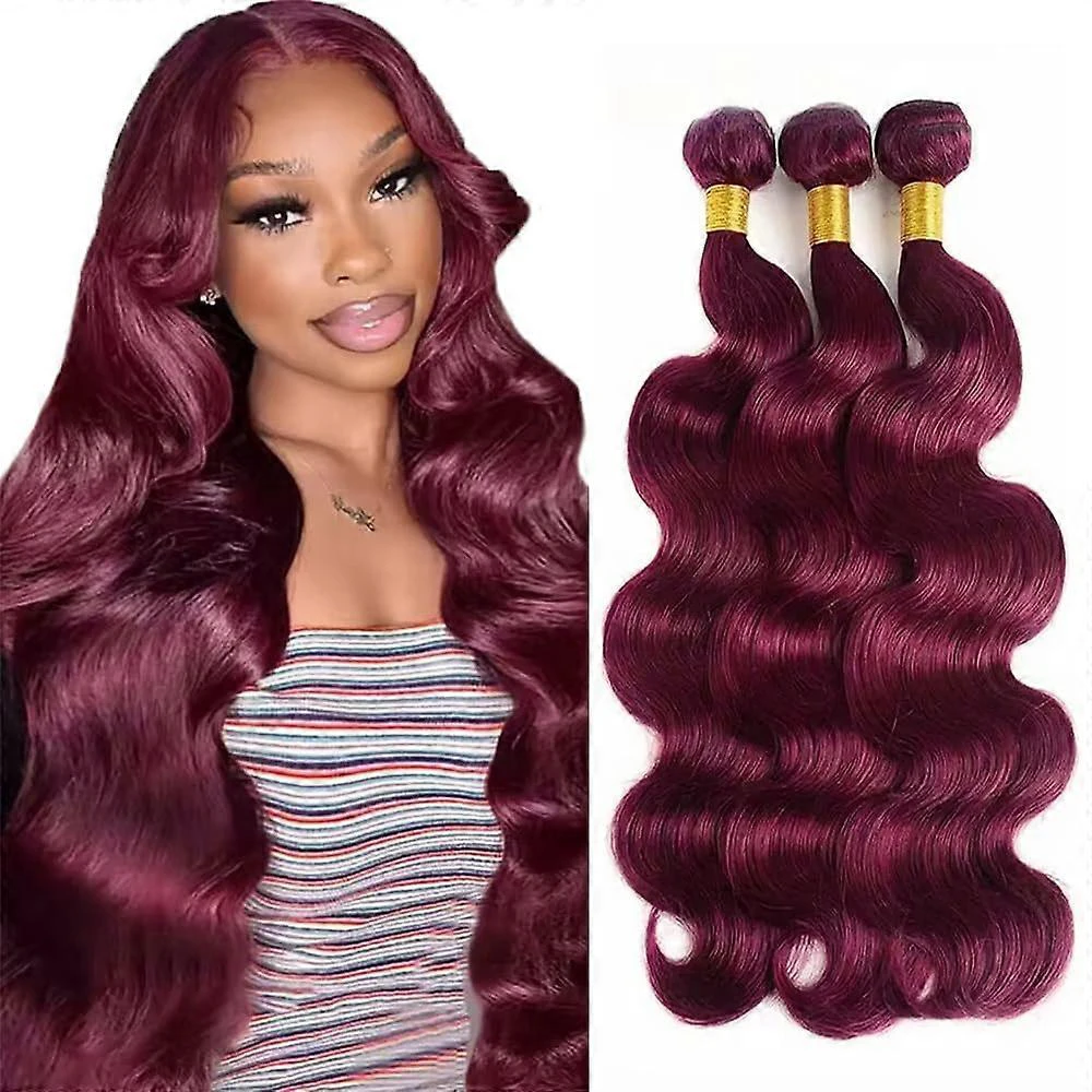 

Наборы натуральных волос 99J Burgundy Body Wave, бразильские волосы Реми для наращивания, 26, 28, 30 дюймов, необработанные волосы Virgin Body Wave
