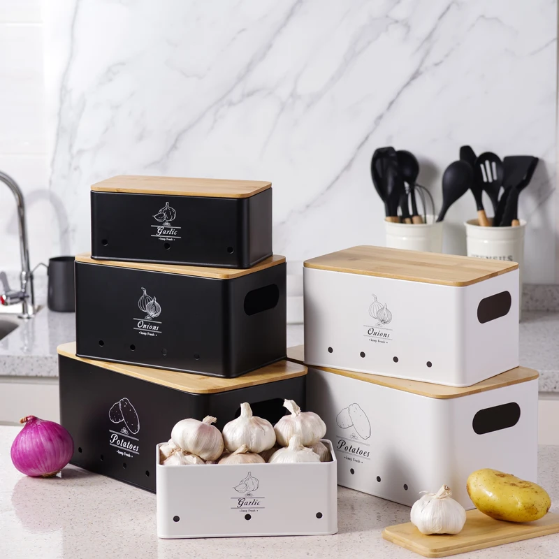 صندوق تخزين البطاطس، صندوق العرض 3 مجموعات، تخزين المطبخ للبطاطس والبصل والثوم، يمنح طازجًا أطولًا