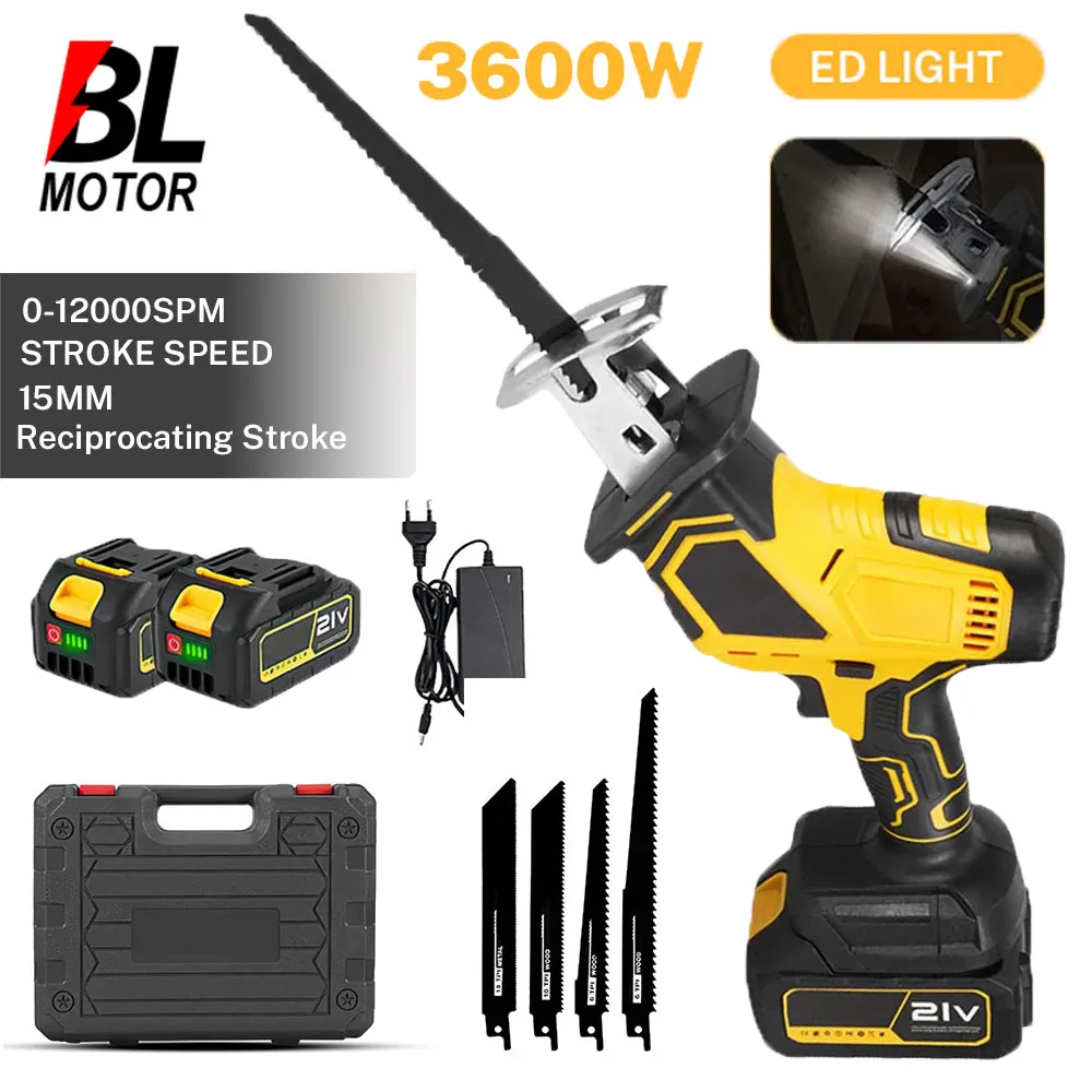 3600W Bürstenlose Akku-Säbelsäge mit variabler Geschwindigkeit, Metall- und Holzschneidewerkzeug, elektrische Säge für Makita 21V Akku