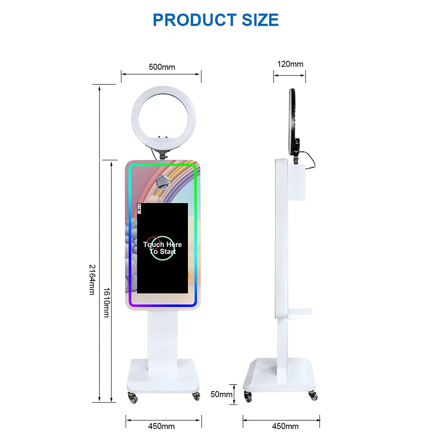 21.5 inch Portable Mirror Photo Booth Selfie Machine Touch Screen with Wheels and Flight Case for Party and Event