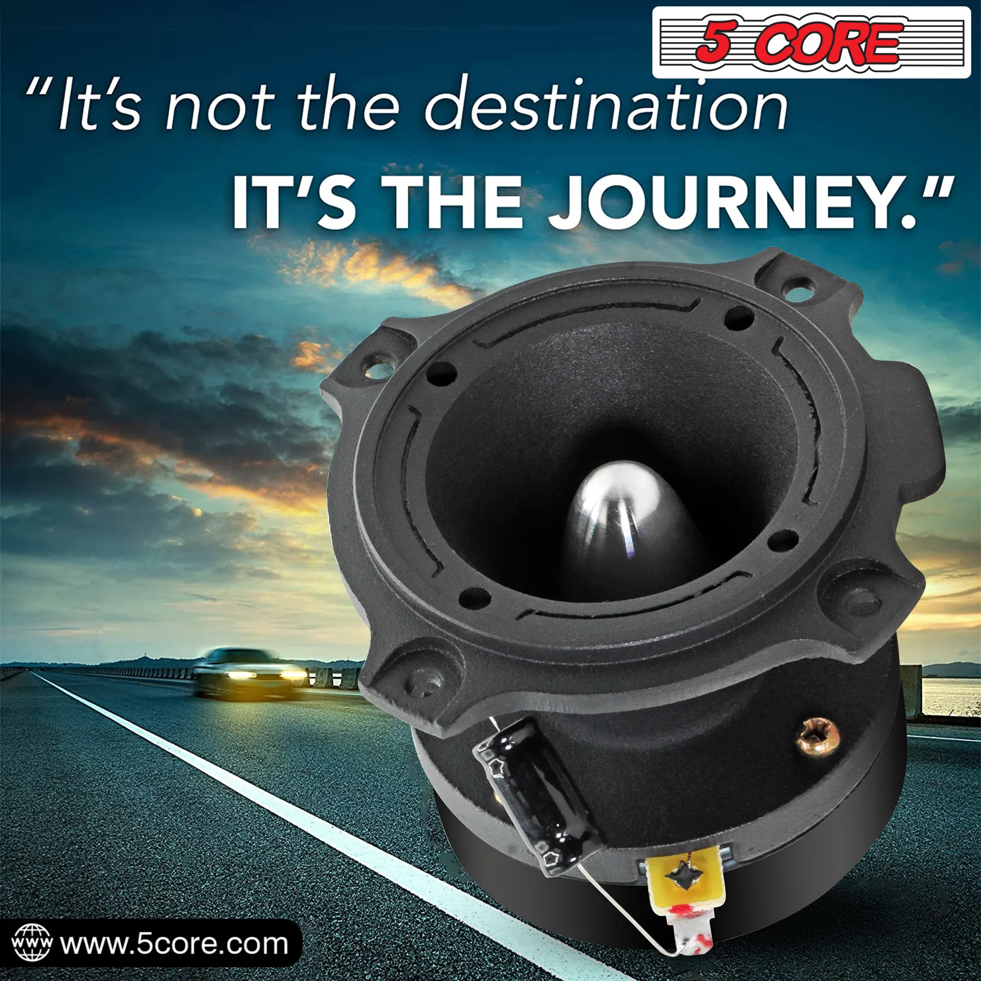 5 Core 6.5 Inch Midrange Door Speaker + Tweeter Combo 580W PMPO Subwoofer 300W PMPO Tweeters MR6.5-4oHMX2Pcs+TW-BULLET180X2Pcs