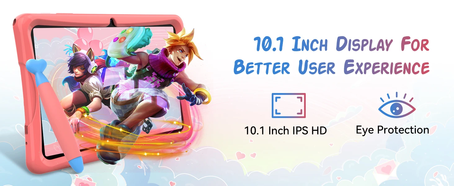 KINGRID K10 Kids Tablet 10'' Android 15 4GB RAM+8GB Expandable 64GB ROM 5G WiFi Widevine L1 5000mAh Kids Tablet PC Tablet Android Parental Control