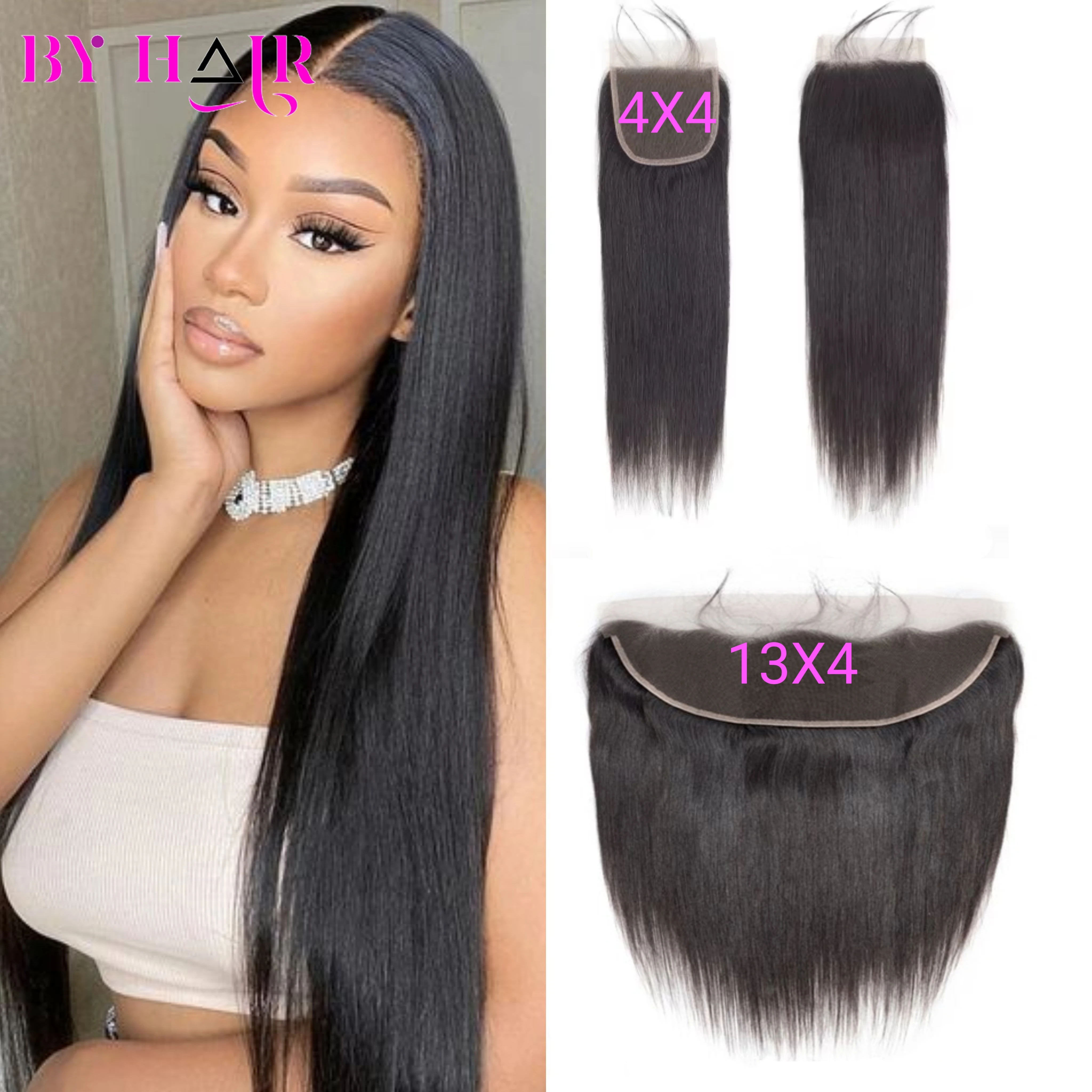 Straight 2x6 4x4 5x5 6x6 Lace Closure Human Hair Transparent Lace 13x4 Lace Frontal Human Hair Ear to Ear Frontal Extensions