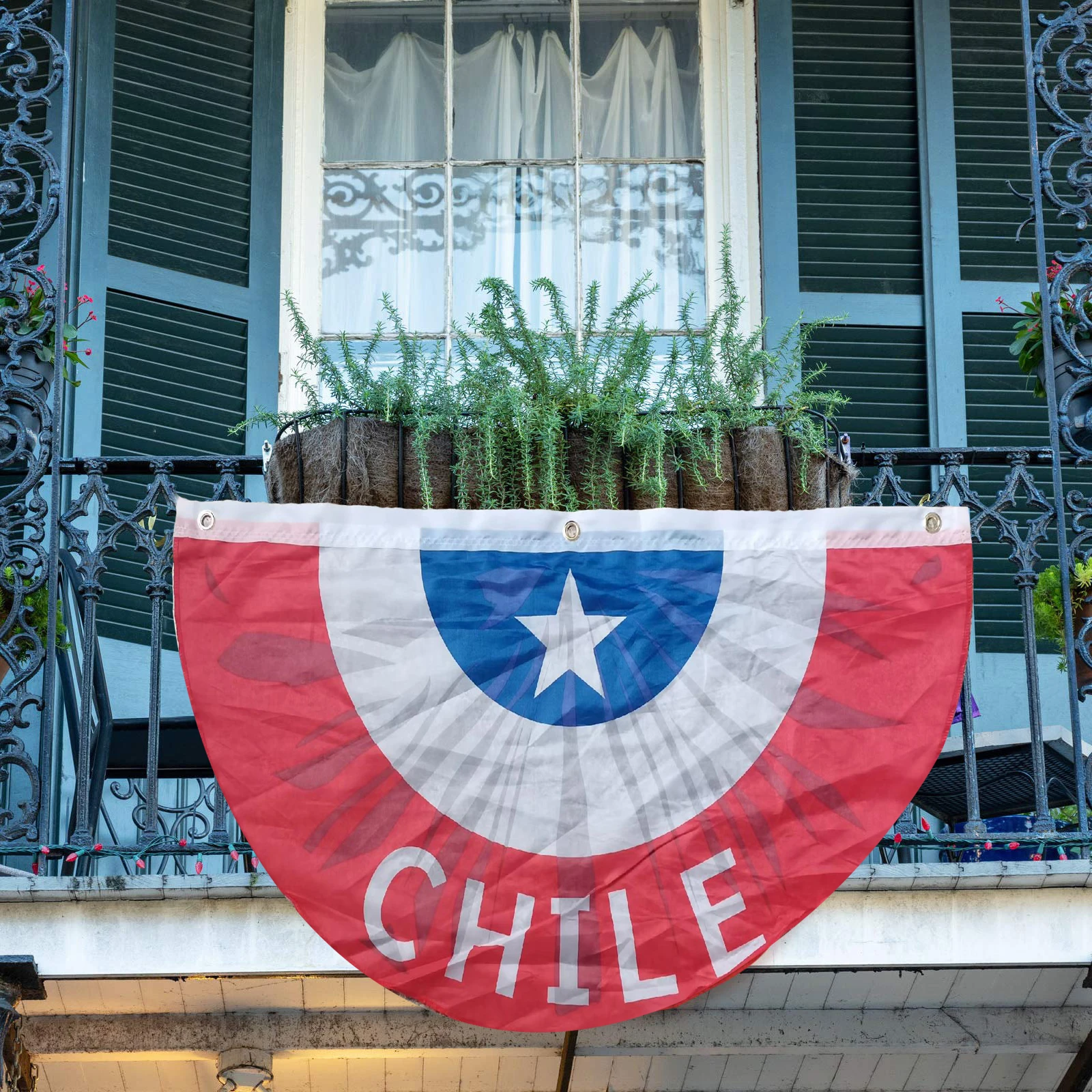 Directly Delivery 100% Polyester Half Circle Fans Chile Flags