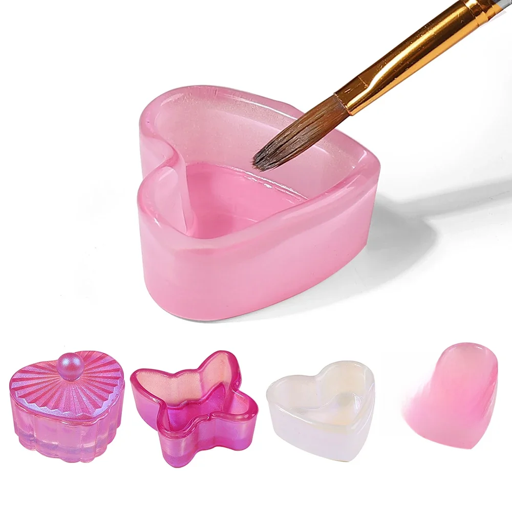 Verre de cristal plusieurs formes tasse à ongles poudre acrylique liquide Dappen plat bol support conteneur équipement manucure outils d'art des ongles