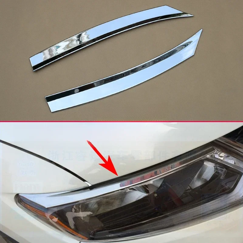 Chrome Car Front Head Light Lamp Eyebrow Cover Trim For Nissan X-Trail T32 Rogue 2014 2015 2016 Exterior Headlight Decoration