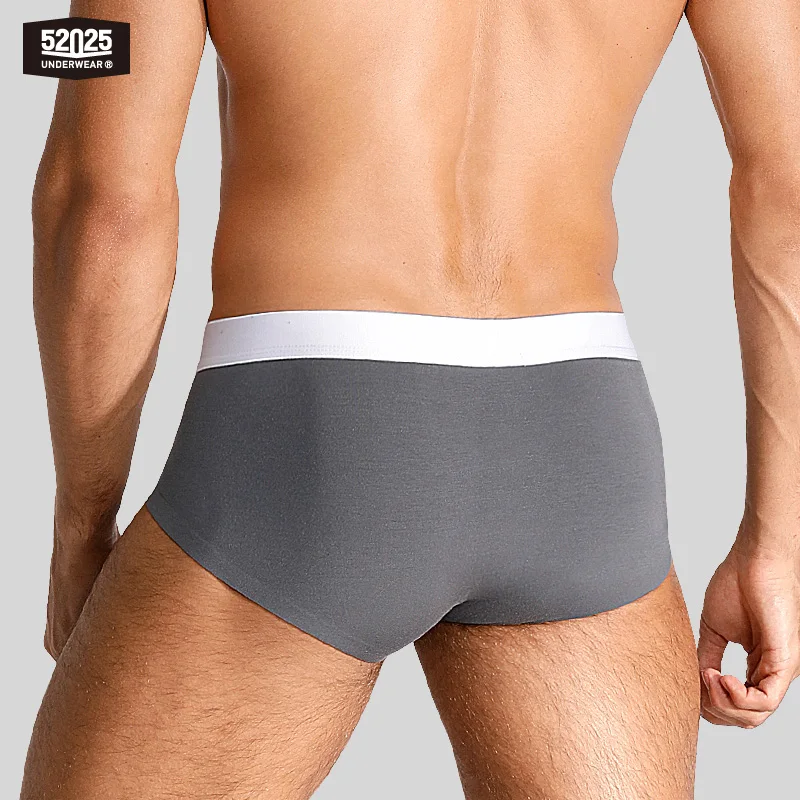 52025 Men Fashion Briefs 3-Pack Silky Modal Seamless Highly Breathable Underpants Naturally Sexy Underwear Trendy Briefs Slips