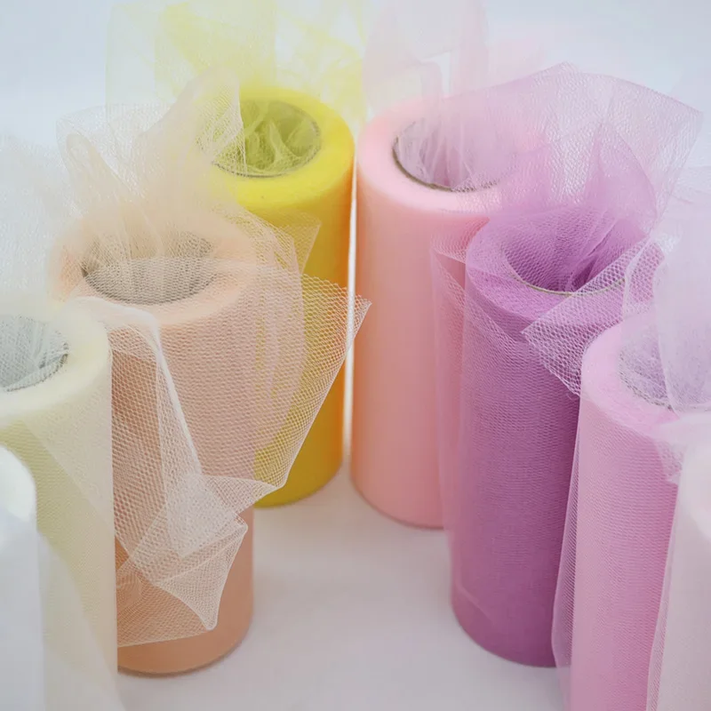 25 metrów/dużo 6 cal tkanki Tulle rolka dekoracja ślubna Tutu szpula Craft Birthday Party Baby Shower ślub dekory — zdjęcie 2