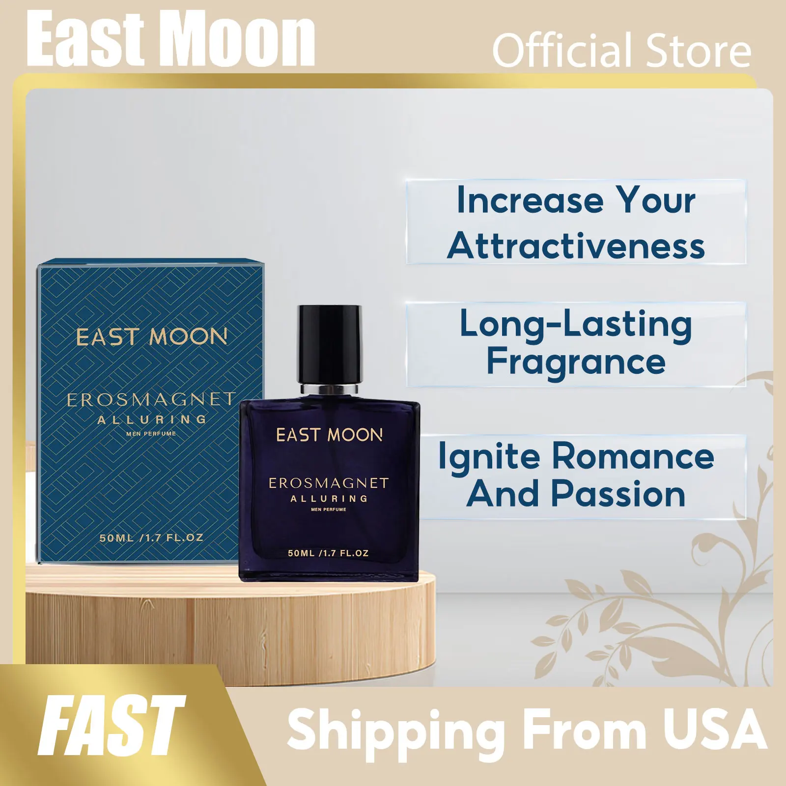 East Moon Men Glamour Perfume Long Lasting Fragrance Plant Scent Flirting Seduction Charming Pheromone Gift Cologne Woody Parfum