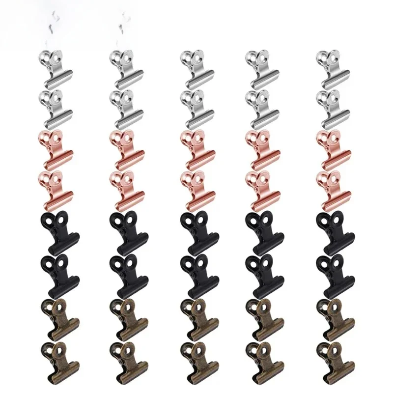40/20 sztuk zestaw Mini 21x23mm metalowy uchwyt buldog klipsy sprężynowe bilet papier artykuły papiernicze klipsy tagi klips do segregatora klips do zdjęć zacisk — zdjęcie 2