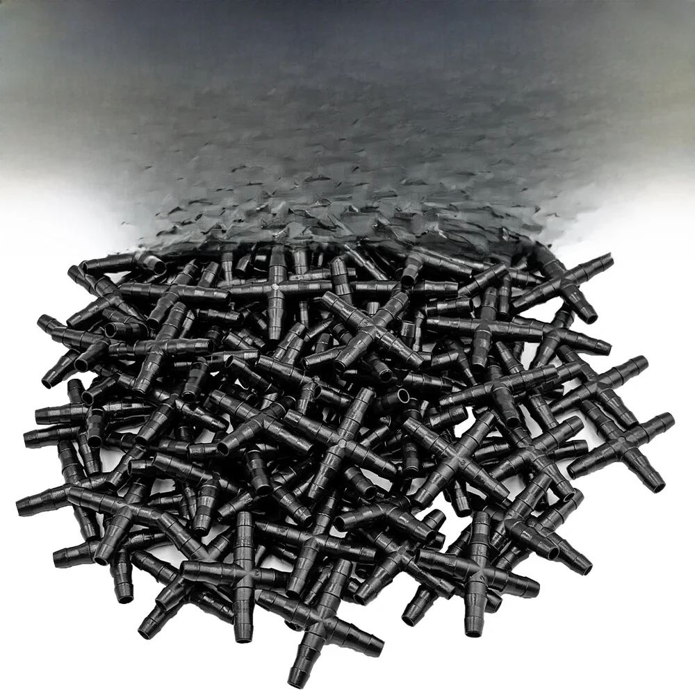 Connecteur croisé pour tuyau de micro tube, adaptateur barbelé à 4 voies, connecteurs croisés d'irrigation goutte à goutte, 100 en effet, 10 à 1/4 pièces, 4mm, 7mm