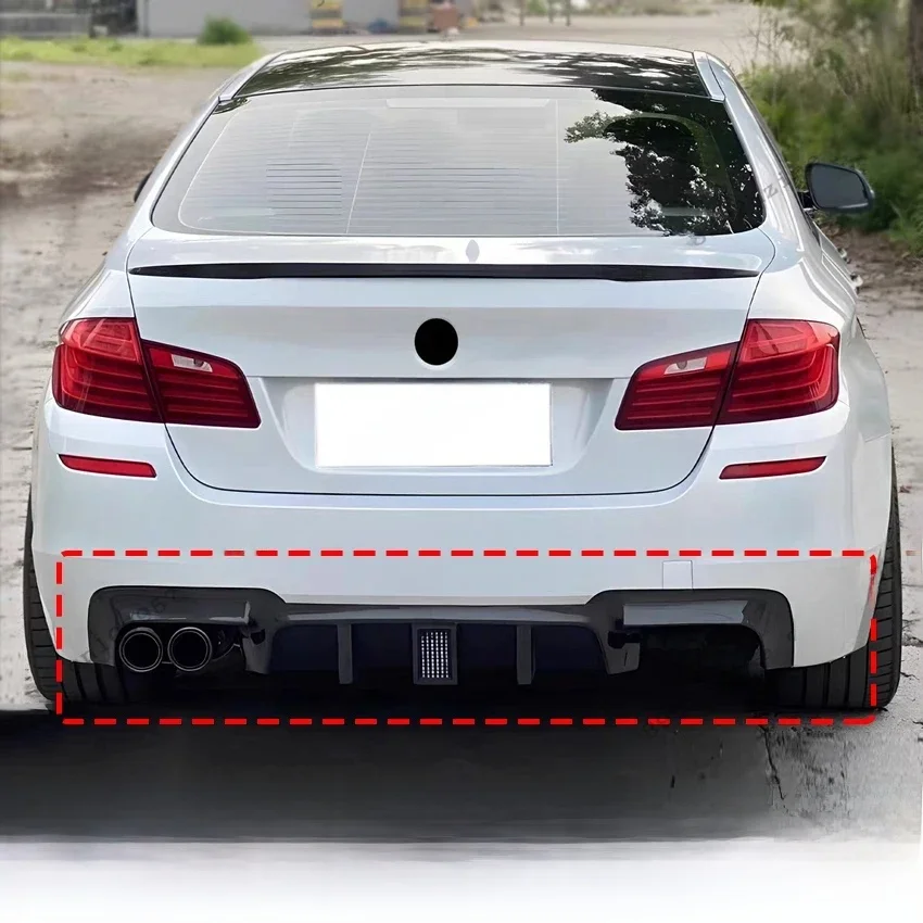 Uitlaat Achterbumper Diffuser Lip Splitter Voor BMW 5 Serie F10 M5 2010 2011 2012 2013 2014 2015 2016 Met F1 Remlicht Kits - afbeelding 2