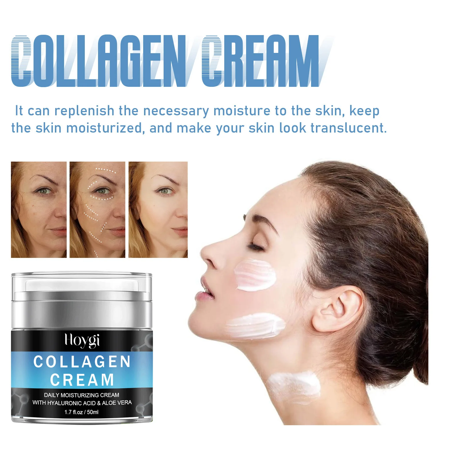 Hoygi 50ml Collagen Anti Aging Face Cream Fade Wrinkle Firming Skin Moisture Reduce Fine Line Nourish Brighten Repair Face Cream