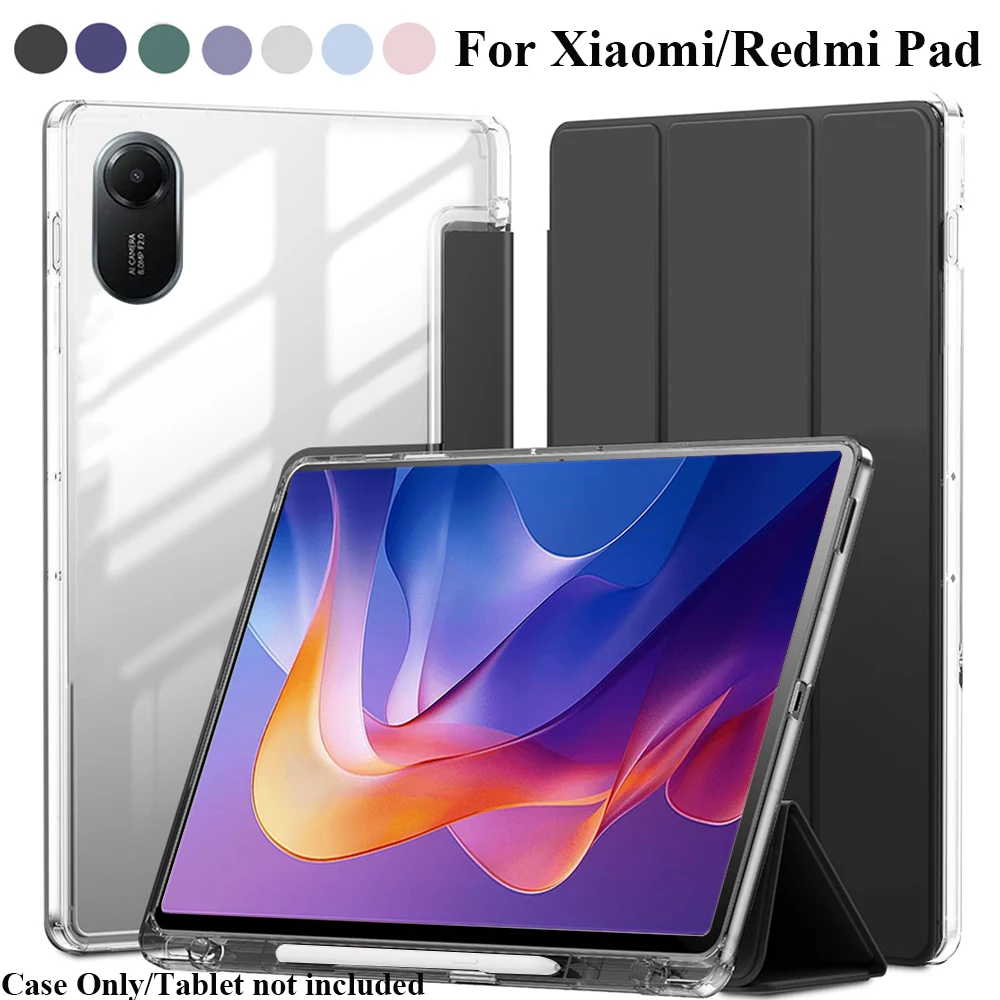 Hülle für Redmi Pad 2 Redmi Pad SE 2023 mit Stifthalter, TPU Hybrid Klare Transparente Rückabdeckung für Xiaomi Pad 6 7 8 Pro
